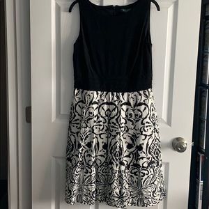 Black Top with Black and White Design Dress